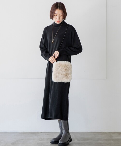 THE SHOP TK （ザ ショップ ティーケー ）の「◆【洗える】ハイネックロングニットワンピース/CLUEL 11月号掲載（ワンピース・レディース・ピンク系/グリーン/ブラウン系/ブラック・12）」の9枚目の写真
