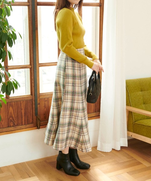 FREE'S MART(フリーズマート)の「◆ツイードチェックマーメイドスカート(スカート・レディース・ベージュ系その他/グリーン系その他/イエロー系その他・X-SMALL/MEDIUM/SMALL)」の7枚目の写真