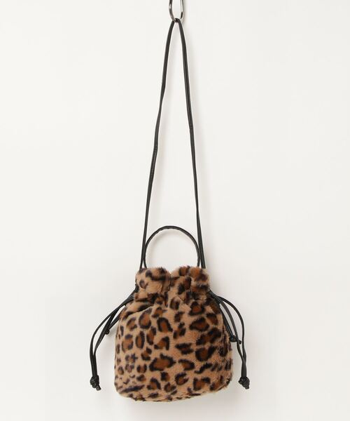 Per sist ence（パーシエンス）の「フェイクファー 巾着２WAYミニショルダーバッグ（ショルダーバッグ・レディース・レオパード/アイボリー/モカ/チャコールグレー/グレー/セージグリーン/スモークピンク/ブラウン系/ベージュ/ブラウン/ベージュ系・FREE）」の7枚目の写真