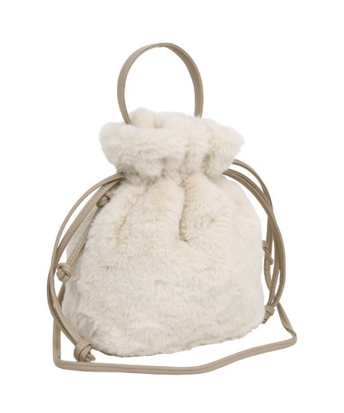 Per sist ence（パーシエンス）の「フェイクファー 巾着２WAYミニショルダーバッグ（ショルダーバッグ・レディース・レオパード/アイボリー/モカ/チャコールグレー/グレー/セージグリーン/スモークピンク/ブラウン系/ベージュ/ブラウン/ベージュ系・FREE）」の8枚目の写真