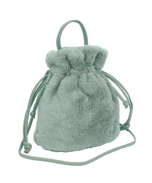 Per sist ence（パーシエンス）の「フェイクファー 巾着２WAYミニショルダーバッグ（ショルダーバッグ・レディース・レオパード/アイボリー/モカ/チャコールグレー/グレー/セージグリーン/スモークピンク/ブラウン系/ベージュ/ブラウン/ベージュ系・FREE）」の10枚目の写真