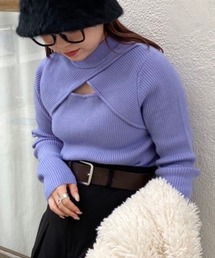 one after another NICE CLAUP | 前後2WAYで着まわせる。胸あきデザインニット(ニット/セーター)