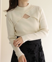 one after another NICE CLAUP | 前後2WAYで着まわせる。胸あきデザインニット(ニット/セーター)