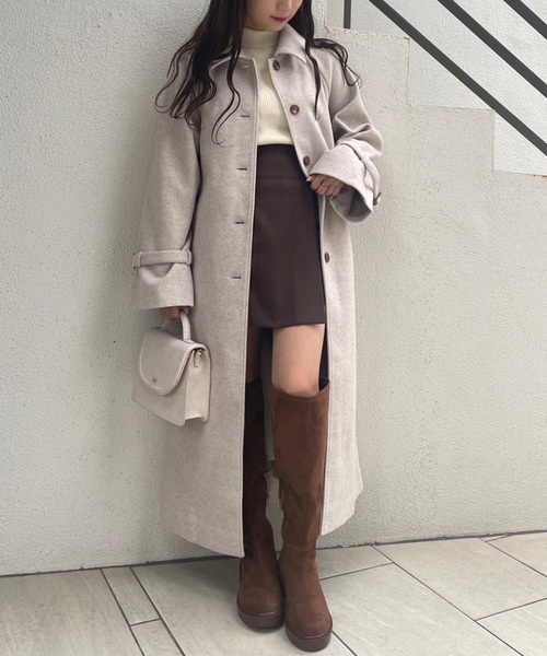 one after another NICE CLAUP（ワンアフターアナザーナイスクラップ）の「前後2WAYで着まわせる。胸あきデザインニット（ニット/セーター・レディース・ベージュ/パープル/ブラック/アイボリー・FREE）」の7枚目の写真