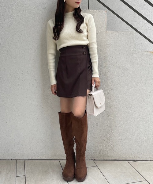 one after another NICE CLAUP（ワンアフターアナザーナイスクラップ）の「前後2WAYで着まわせる。胸あきデザインニット（ニット/セーター・レディース・ベージュ/パープル/ブラック/アイボリー・FREE）」の6枚目の写真