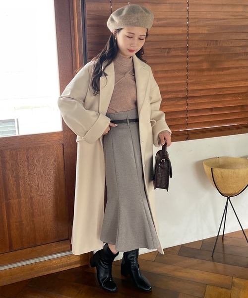 one after another NICE CLAUP（ワンアフターアナザーナイスクラップ）の「前後2WAYで着まわせる。胸あきデザインニット（ニット/セーター・レディース・ベージュ/パープル/ブラック/アイボリー・FREE）」の10枚目の写真