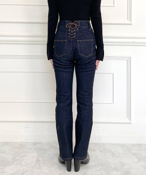 ROYAL PARTY(ロイヤルパーティー)の「バックレースアップデニム(デニムパンツ・レディース・ネイビー/ブラック・マルチサイズ)」の7枚目の写真