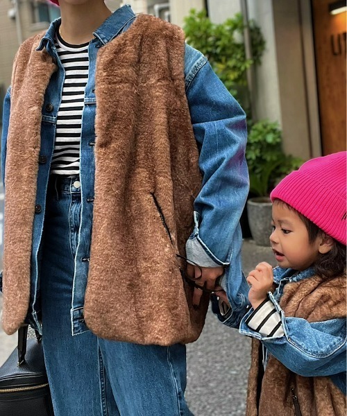 INTER FACTORY（インターファクトリー）の「ファッションインフルエンサー MAIKO - ノーカラーファーベスト（ベスト・レディース・ブラウン・FREE）」の8枚目の写真