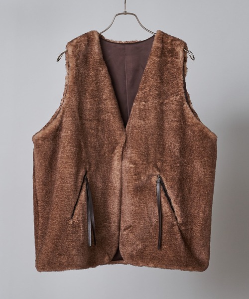 INTER FACTORY（インターファクトリー）の「ファッションインフルエンサー MAIKO - ノーカラーファーベスト（ベスト・レディース・ブラウン・FREE）」の13枚目の写真