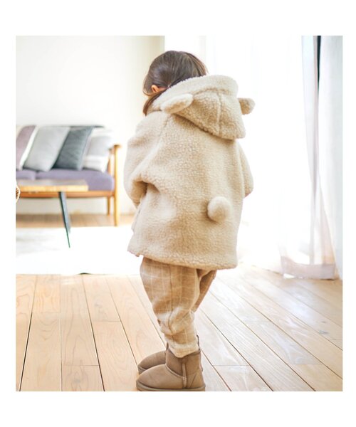 apres les cours（アプレレクール）の「tiny bear もこもこダッフルコート（ダッフルコート・キッズ・アイボリー/ブラウン・90/110/130）」の19枚目の写真