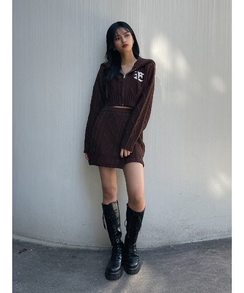 ENVYM(アンビー)の「ケーブルラップミニSK(スカート・レディース・ブラウン/ブラック・FREE)」の9枚目の写真