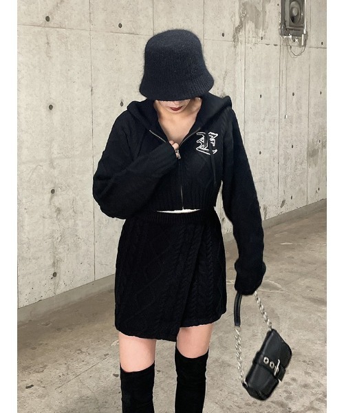 ENVYM(アンビー)の「ケーブルラップミニSK(スカート・レディース・ブラウン/ブラック・FREE)」の14枚目の写真