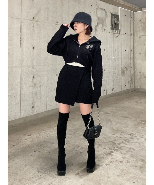 ENVYM(アンビー)の「ケーブルラップミニSK(スカート・レディース・ブラウン/ブラック・FREE)」の7枚目の写真