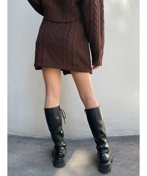 ENVYM(アンビー)の「ケーブルラップミニSK(スカート・レディース・ブラウン/ブラック・FREE)」の5枚目の写真