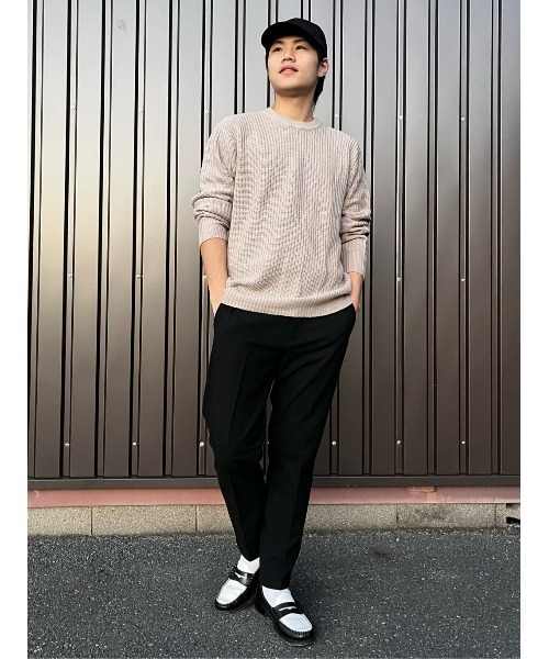 Right-on(ライトオン)の「畦編みクルーネック(ニット/セーター・メンズ・ブラック/ベージュ/オフホワイト・M/XL/L)」の4枚目の写真