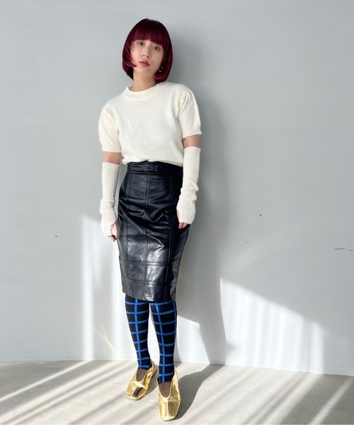 SANSeLF(サンセルフ)の「アームウォーマー付きハーフスリーブニット【SANSeLF】sanw23a004(ニット/セーター・レディース・グリーン/ピンク/ホワイト/レッド/ブラック・FREE)」の15枚目の写真