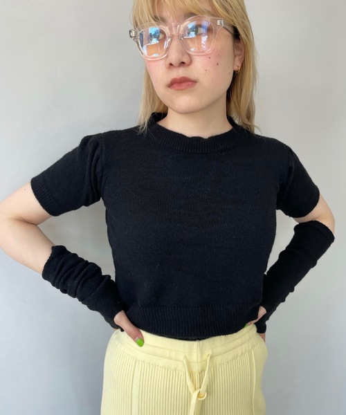 SANSeLF(サンセルフ)の「アームウォーマー付きハーフスリーブニット【SANSeLF】sanw23a004(ニット/セーター・レディース・グリーン/ピンク/ホワイト/レッド/ブラック・FREE)」の20枚目の写真