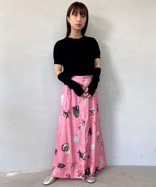 SANSeLF(サンセルフ)の「アームウォーマー付きハーフスリーブニット【SANSeLF】sanw23a004(ニット/セーター・レディース・グリーン/ピンク/ホワイト/レッド/ブラック・FREE)」の16枚目の写真