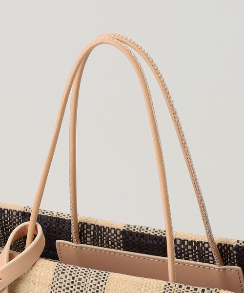 Ele`Sac PAPIRO ラフィアトートバッグエルサックトゥモローランド セール】 Ele`Sac PAPIRO L CHECK ラフィアトートバッグ