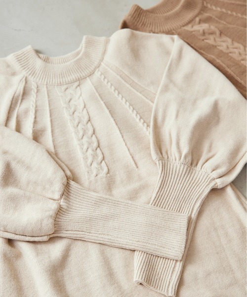 idem(イデム)の「arm warmers knit onepiece/アームウォーマ―ニットワンピース【Sサイズ展開あり】(ワンピース・レディース・アイボリー/モカ・FREE/SMALL)」の5枚目の写真