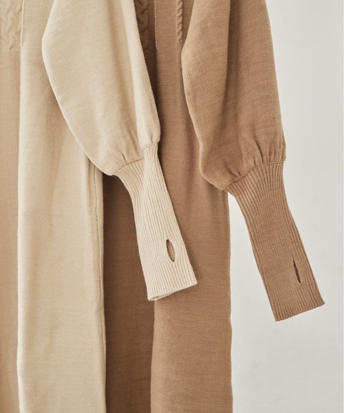 idem(イデム)の「arm warmers knit onepiece/アームウォーマ―ニットワンピース【Sサイズ展開あり】(ワンピース・レディース・アイボリー/モカ・FREE/SMALL)」の9枚目の写真