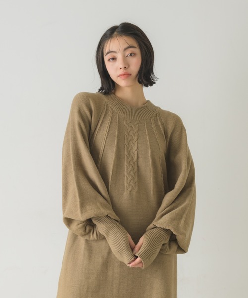 idem(イデム)の「arm warmers knit onepiece/アームウォーマ―ニットワンピース【Sサイズ展開あり】(ワンピース・レディース・アイボリー/モカ・FREE/SMALL)」の12枚目の写真