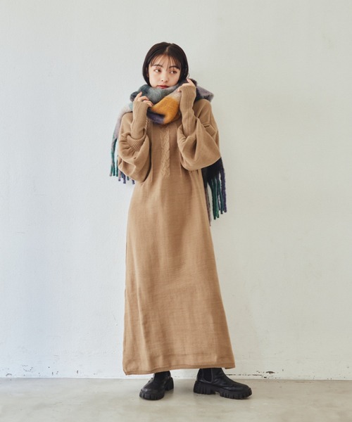 idem(イデム)の「arm warmers knit onepiece/アームウォーマ―ニットワンピース【Sサイズ展開あり】(ワンピース・レディース・アイボリー/モカ・FREE/SMALL)」の21枚目の写真