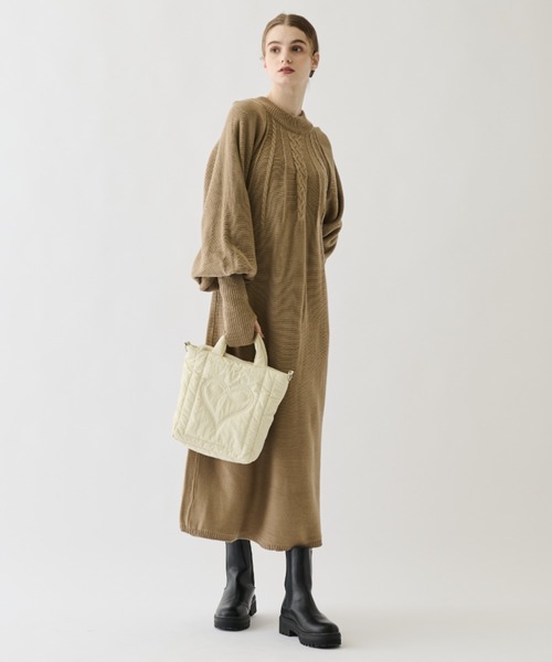 idem(イデム)の「arm warmers knit onepiece/アームウォーマ―ニットワンピース【Sサイズ展開あり】(ワンピース・レディース・アイボリー/モカ・FREE/SMALL)」の14枚目の写真