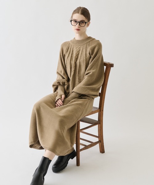 idem(イデム)の「arm warmers knit onepiece/アームウォーマ―ニットワンピース【Sサイズ展開あり】(ワンピース・レディース・アイボリー/モカ・FREE/SMALL)」の17枚目の写真