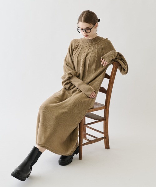 idem(イデム)の「arm warmers knit onepiece/アームウォーマ―ニットワンピース【Sサイズ展開あり】(ワンピース・レディース・アイボリー/モカ・FREE/SMALL)」の18枚目の写真