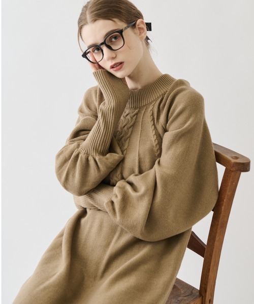 idem(イデム)の「arm warmers knit onepiece/アームウォーマ―ニットワンピース【Sサイズ展開あり】(ワンピース・レディース・アイボリー/モカ・FREE/SMALL)」の20枚目の写真