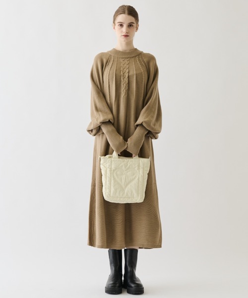 idem(イデム)の「arm warmers knit onepiece/アームウォーマ―ニットワンピース【Sサイズ展開あり】(ワンピース・レディース・アイボリー/モカ・FREE/SMALL)」の22枚目の写真