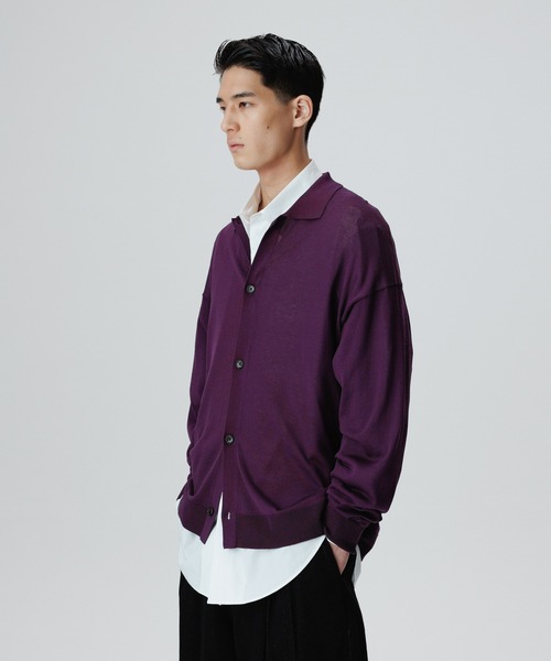 ADAM ET ROPE'（アダムエロペ）の「アセテートコットン 衿付き オーバーカーディガン/サステナブル（カーディガン/ボレロ・メンズ・ブラック/パープル・M/L）」の4枚目の写真