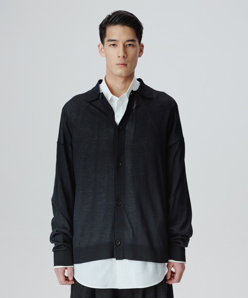 ADAM ET ROPE'（アダムエロペ）の「アセテートコットン 衿付き オーバーカーディガン/サステナブル（カーディガン/ボレロ・メンズ・ブラック/パープル・M/L）」の6枚目の写真