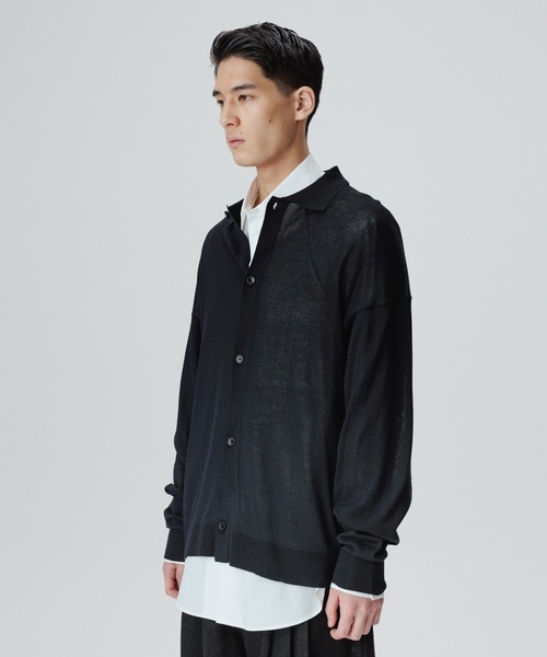ADAM ET ROPE'（アダムエロペ）の「アセテートコットン 衿付き オーバーカーディガン/サステナブル（カーディガン/ボレロ・メンズ・ブラック/パープル・M/L）」の7枚目の写真