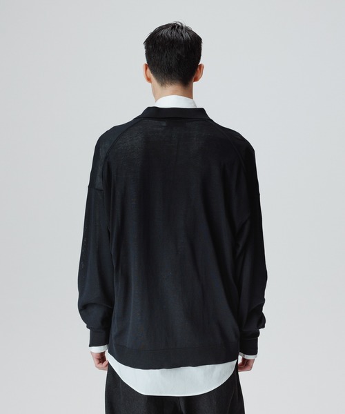 ADAM ET ROPE'（アダムエロペ）の「アセテートコットン 衿付き オーバーカーディガン/サステナブル（カーディガン/ボレロ・メンズ・ブラック/パープル・M/L）」の8枚目の写真