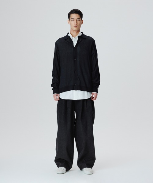 ADAM ET ROPE'（アダムエロペ）の「アセテートコットン 衿付き オーバーカーディガン/サステナブル（カーディガン/ボレロ・メンズ・ブラック/パープル・M/L）」の9枚目の写真