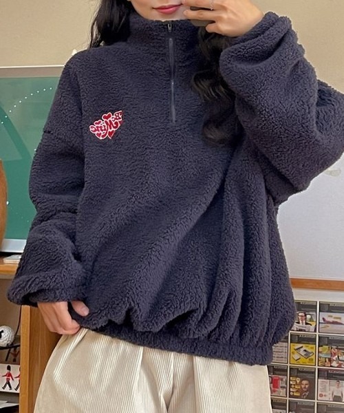 SONA(ソナ)の「SONA 英文ポイントボアハーフジップアップトレーナー(その他トップス・レディース・ライトベージュ/ブラック/ネイビー・FREE)」の12枚目の写真