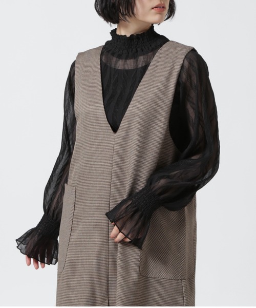 DETAILS（ディテールズ）の「DETAILS/ディテイルズ/変形シアーアコーディオン（Tシャツ/カットソー・レディース・ホワイト/ベージュ/ブラック・F）」の3枚目の写真