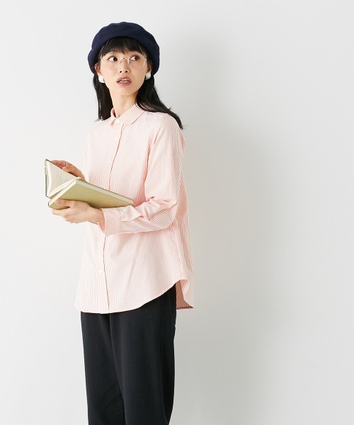Le temps riche(ルタンリッシュ)の「ラウンドカラーストライプシャツ <Le temps riche>(シャツ/ブラウス・レディース・オレンジ系/ネイビー系・LL/M/L/S)」の13枚目の写真