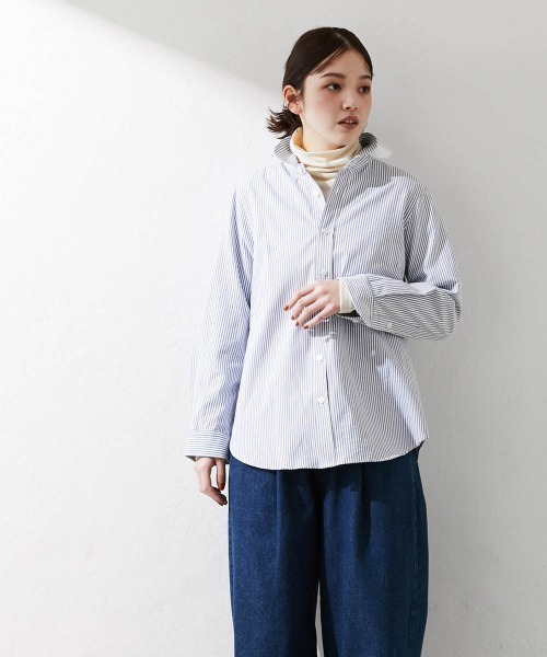 Le temps riche(ルタンリッシュ)の「ラウンドカラーストライプシャツ <Le temps riche>(シャツ/ブラウス・レディース・オレンジ系/ネイビー系・LL/M/L/S)」の8枚目の写真