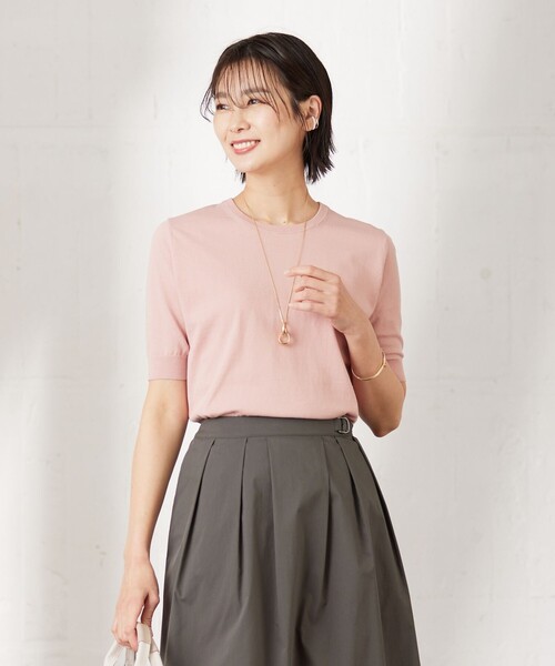 J.PRESS(ジェイプレス)の「【洗える】 BASIC HI-COTTON クルーネック ニット(ニット/セーター・レディース・ライトグリーン系/ライトグレー系/ピンク系/ふじ色系/ネイビー系・LARGE/MEDIUM)」の5枚目の写真