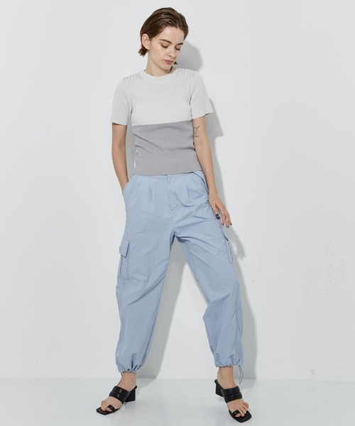 CITY TOKYO（シティトウキョウ）の「【手洗い可】【防菌防臭機能】バイカラーリブニットトップス（ニット/セーター・レディース・ベージュ/ネイビー/ライトグレー・FREE）」の6枚目の写真