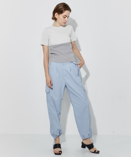 CITY TOKYO（シティトウキョウ）の「【手洗い可】【防菌防臭機能】バイカラーリブニットトップス（ニット/セーター・レディース・ベージュ/ネイビー/ライトグレー・FREE）」の7枚目の写真