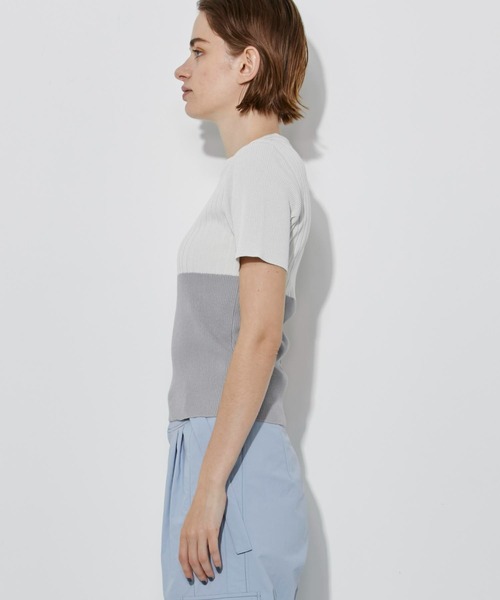 CITY TOKYO（シティトウキョウ）の「【手洗い可】【防菌防臭機能】バイカラーリブニットトップス（ニット/セーター・レディース・ベージュ/ネイビー/ライトグレー・FREE）」の9枚目の写真