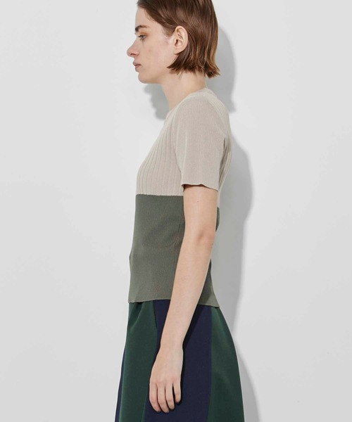 CITY TOKYO（シティトウキョウ）の「【手洗い可】【防菌防臭機能】バイカラーリブニットトップス（ニット/セーター・レディース・ベージュ/ネイビー/ライトグレー・FREE）」の19枚目の写真