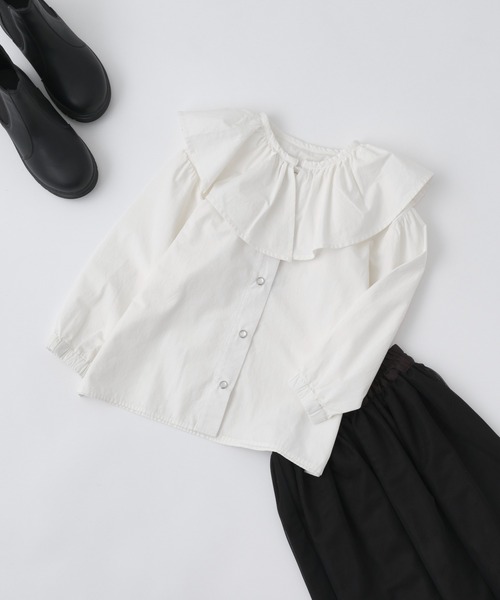 CIAOPANIC TYPY（チャオパニックティピー）の「【KIDS】フリルカラーブラウス（シャツ/ブラウス・キッズ・オフホワイト/ブルー・S/M/L/XL/XXL）」の12枚目の写真
