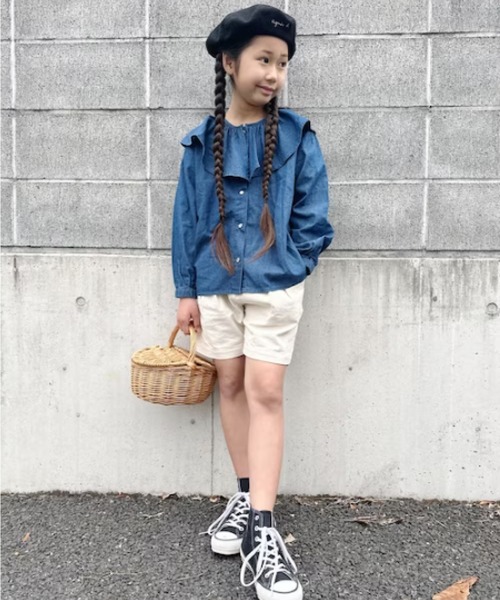 CIAOPANIC TYPY（チャオパニックティピー）の「【KIDS】フリルカラーブラウス（シャツ/ブラウス・キッズ・オフホワイト/ブルー・S/M/L/XL/XXL）」の19枚目の写真