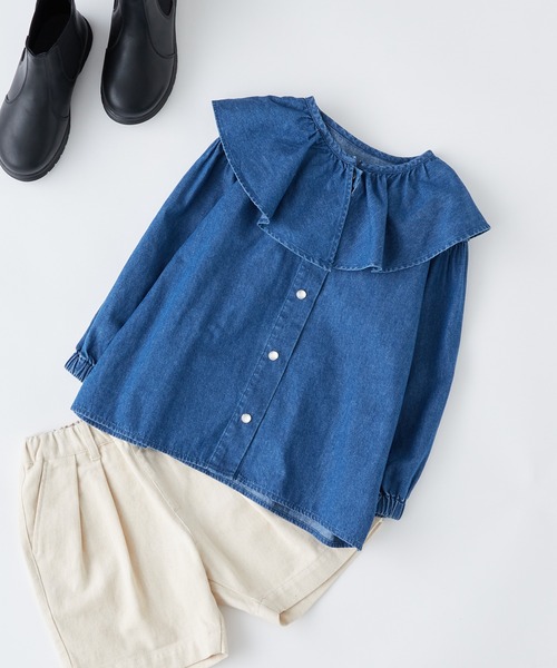 CIAOPANIC TYPY（チャオパニックティピー）の「【KIDS】フリルカラーブラウス（シャツ/ブラウス・キッズ・オフホワイト/ブルー・S/M/L/XL/XXL）」の14枚目の写真