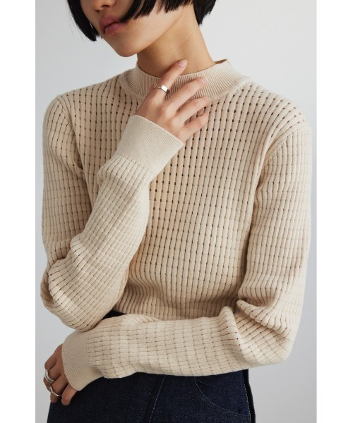 STYLEMIXER（スタイルミキサー）の「アイレットパターンニットトップ（ニット/セーター・レディース・ライトベージュ/サックスブルー/ブラック・FREE）」の2枚目の写真